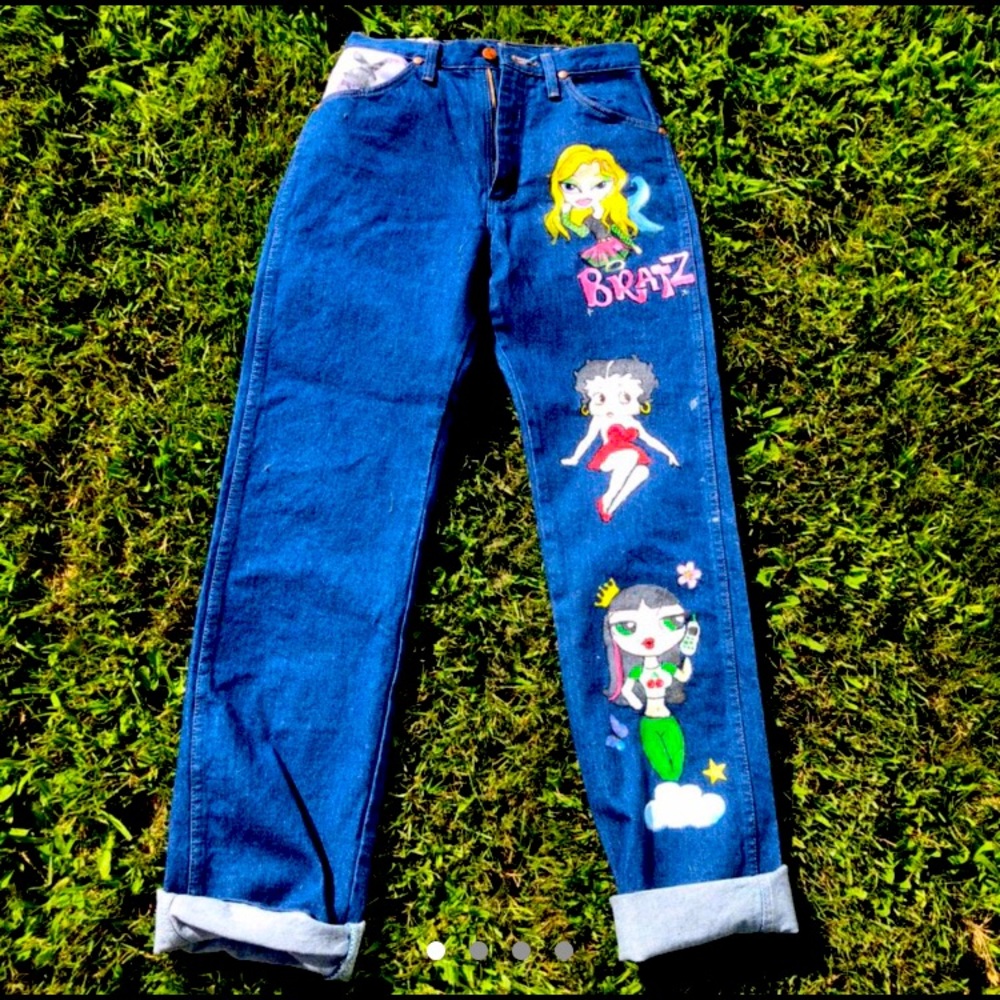 Y2K brand new hand-painted Wrangler Jeans